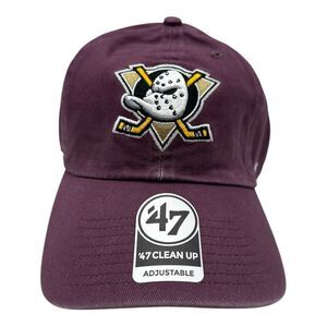 '47 Brand Clean Up‎ Anaheim Mighty Ducks Hat Cap Purple Adjustable Strapback NHL